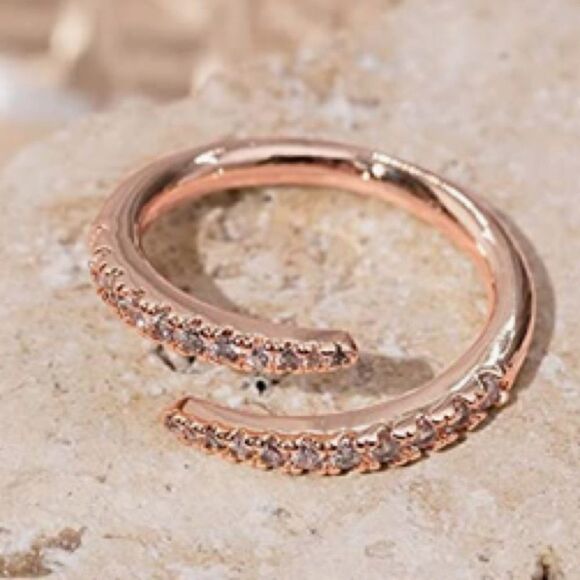 NEW 925 Sterling Silver CZ Open Twist Wrap Ring - Picture 3 of 12